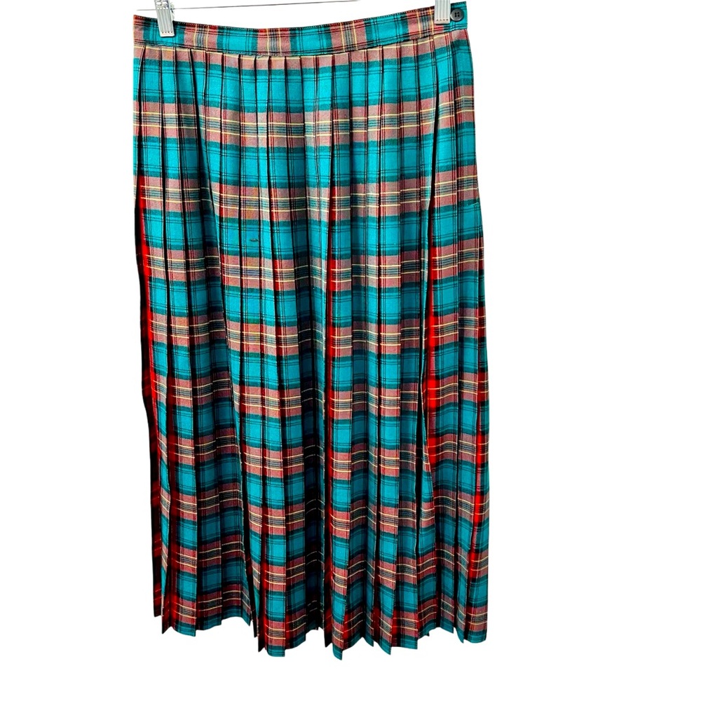 VTG Cambridge Spirit Tartan Plaid Pleated Midi Skirt Sz 14